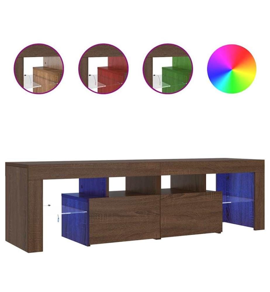 TV-Schrank mit LED-Leuchten Braun Eichen-Optik 140x36,5x40 cm