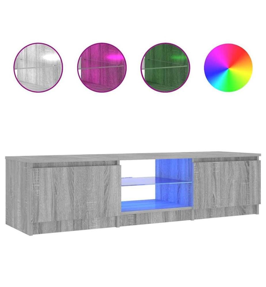TV-Schrank mit LED-Leuchten Grau Sonoma 140x40x36 cm