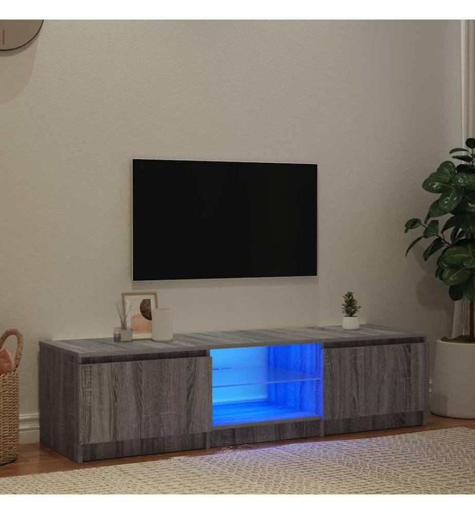 TV-Schrank mit LED-Leuchten Grau Sonoma 140x40x36 cm