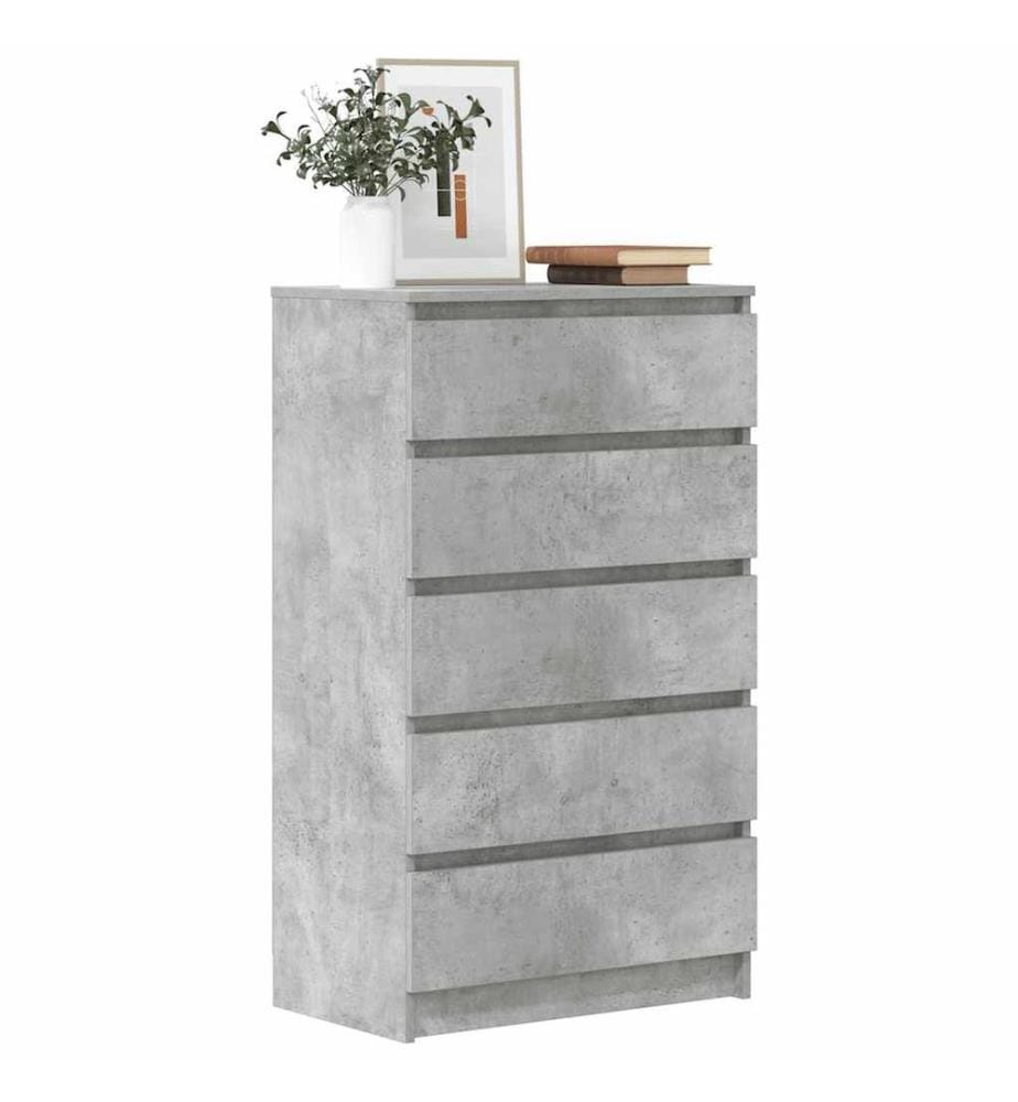 Commode Gris béton 60x36x103 cm Bois d'ingénierie