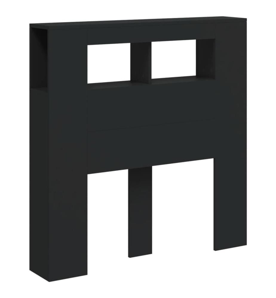Tête de lit à LED noir 100x18,5x103,5 cm bois d'ingénierie