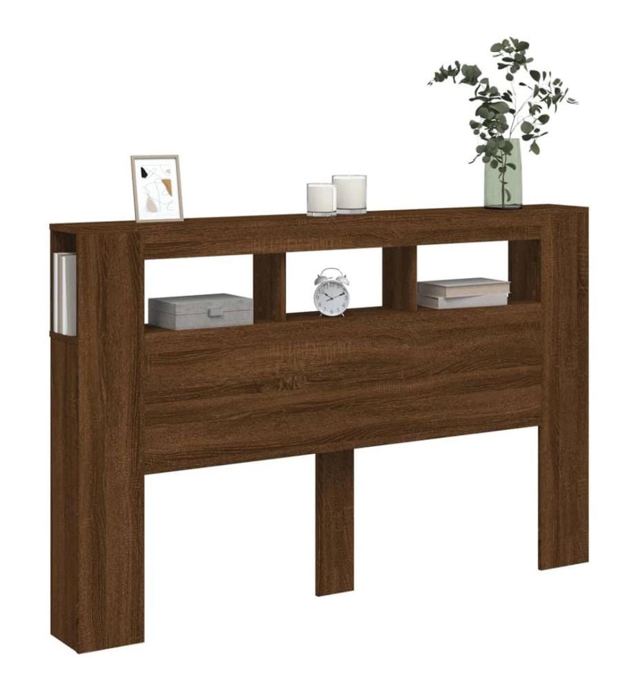 LED-Kopfteil Braun Eichen-Optik 160x18,5x103,5 cm Holzwerkstoff