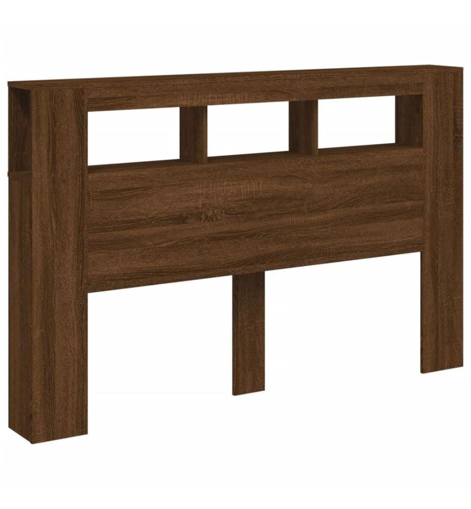 LED-Kopfteil Braun Eichen-Optik 160x18,5x103,5 cm Holzwerkstoff