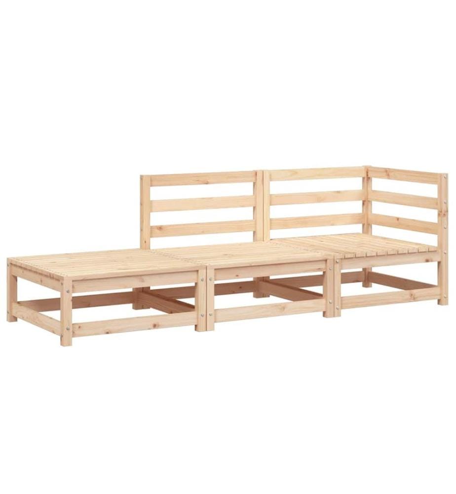 Gartensofa mit Fusshocker 2-Sitzer Massivholz Kiefer