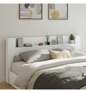 LED-Kopfteil mit Ablagen Weiss 220x16,5x103,5 cm
