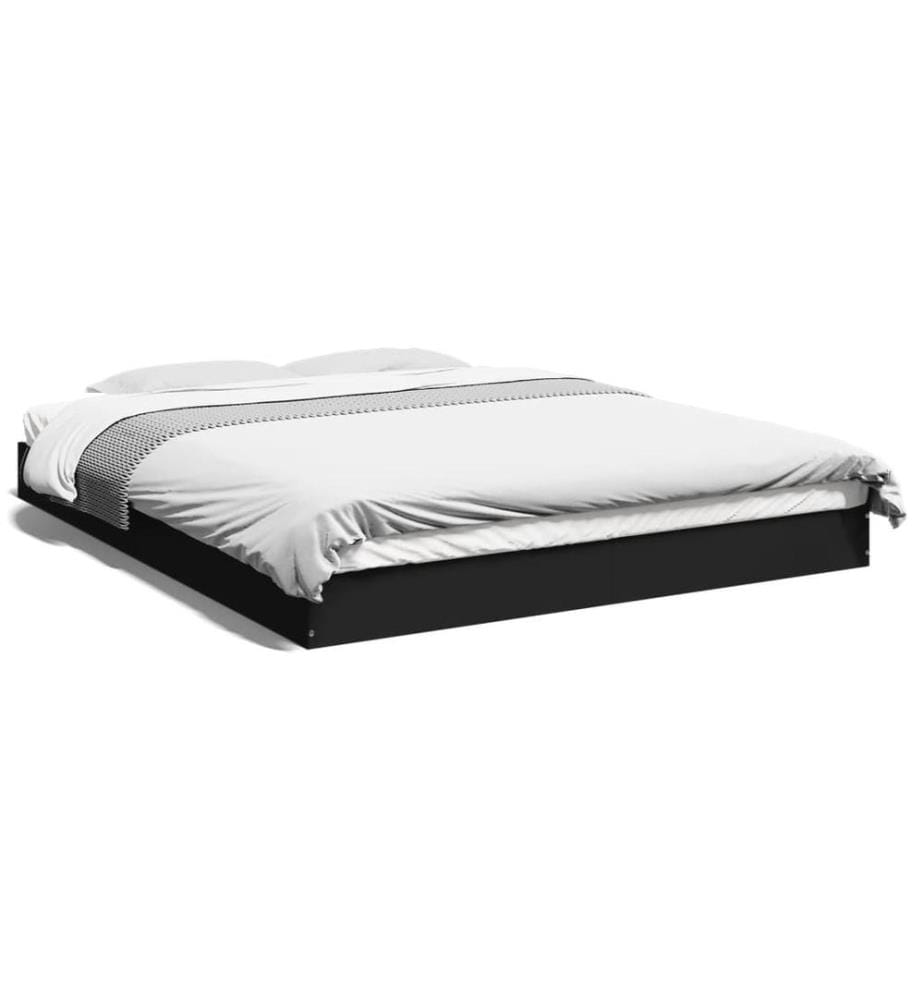 Cadre de lit sans matelas noir 160x200 cm bois d'ingénierie