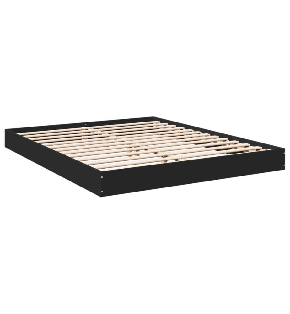 Cadre de lit sans matelas noir 160x200 cm bois d'ingénierie