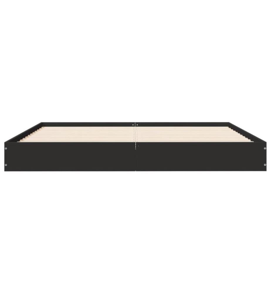 Cadre de lit sans matelas noir 160x200 cm bois d'ingénierie