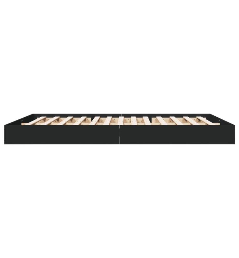 Cadre de lit sans matelas noir 160x200 cm bois d'ingénierie