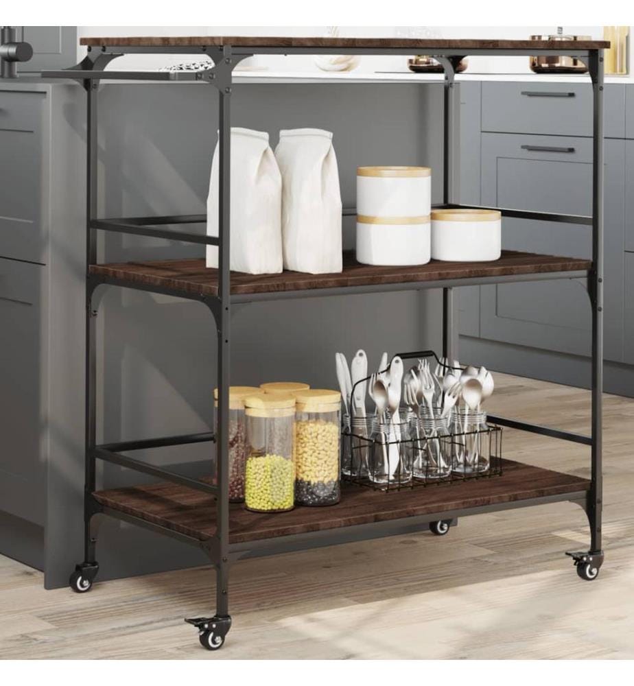 Küchenwagen Braun Eichen-Optik 100,5x50x105 cm Holzwerkstoff