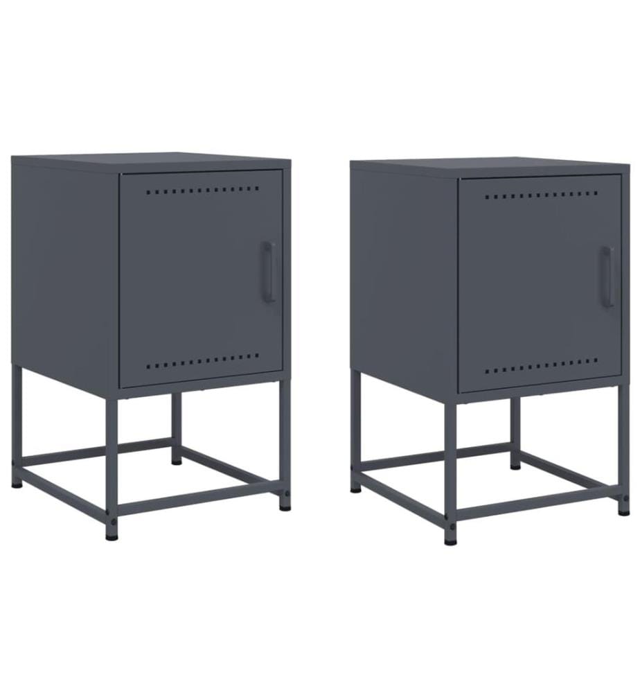Tables de chevet 2 pcs anthracite 36x39x60,5 cm acier