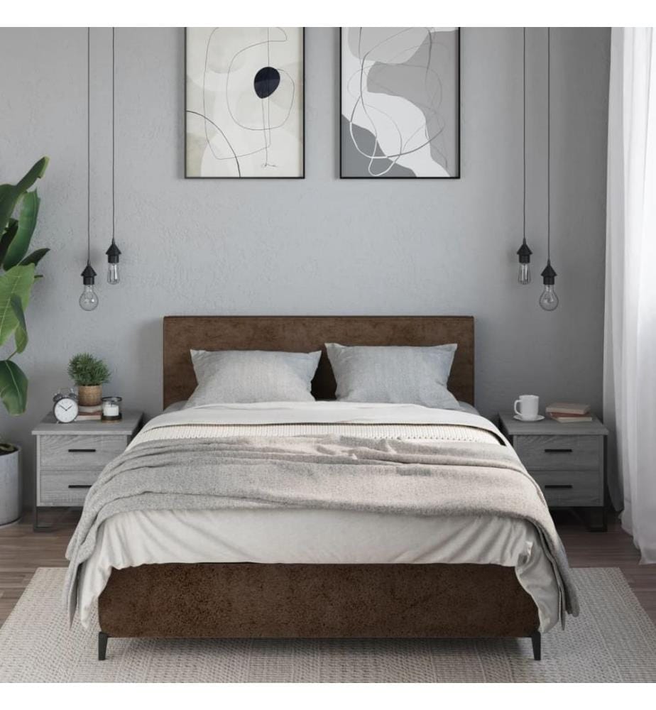 Nachttische 2 Stk. Grau Sonoma 40x41x40 cm Holzwerkstoff
