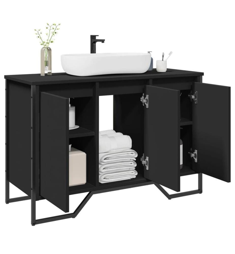 Waschbeckenunterschrank Schwarz 91x35x60 cm Holzwerkstoff