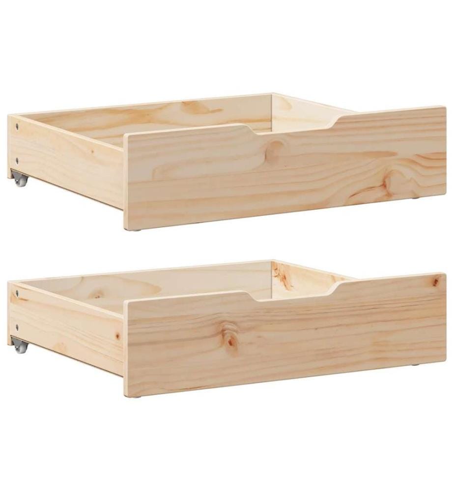 Tiroirs sous le lit avec roulettes 2 pcs 65x55x17 cm pin massif