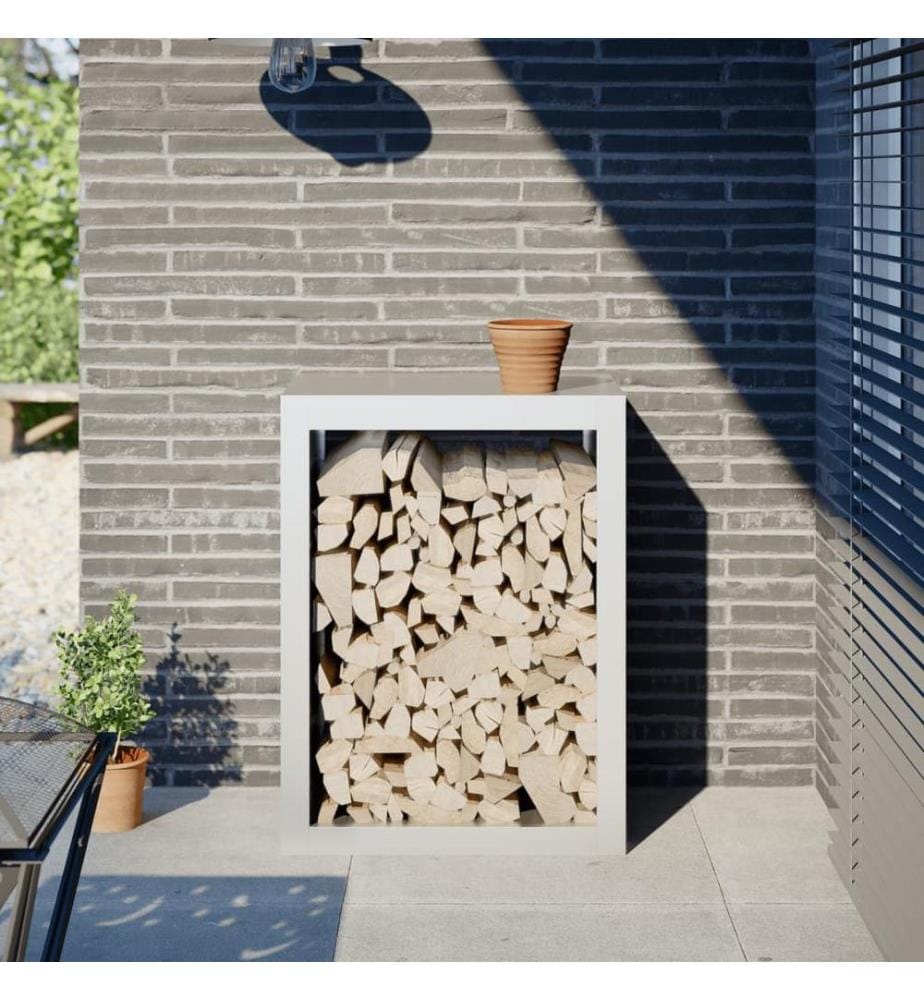 Portant de bois de chauffage blanc 60x40x80 cm acier