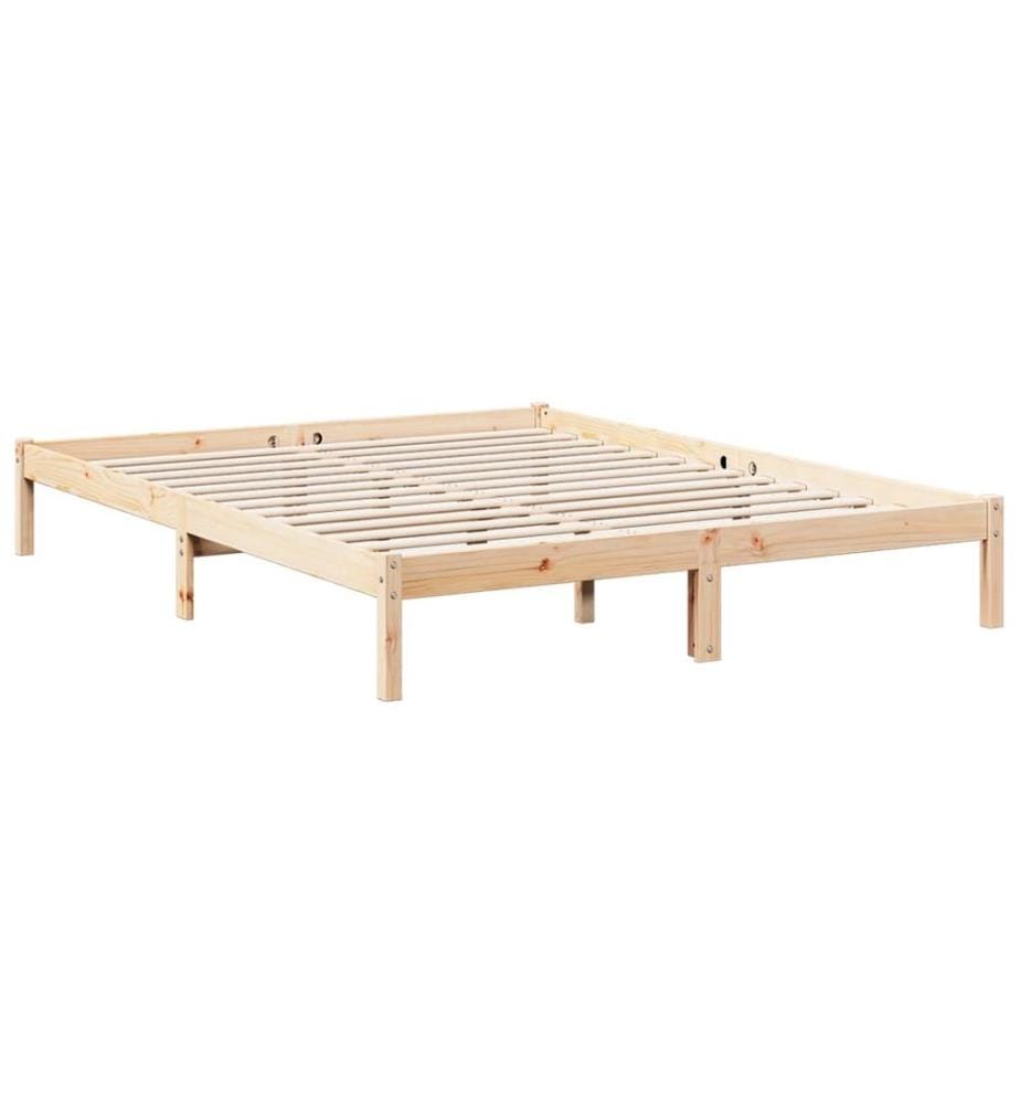 Cadre de lit extra long sans matelas 140x210 cm bois massif pin