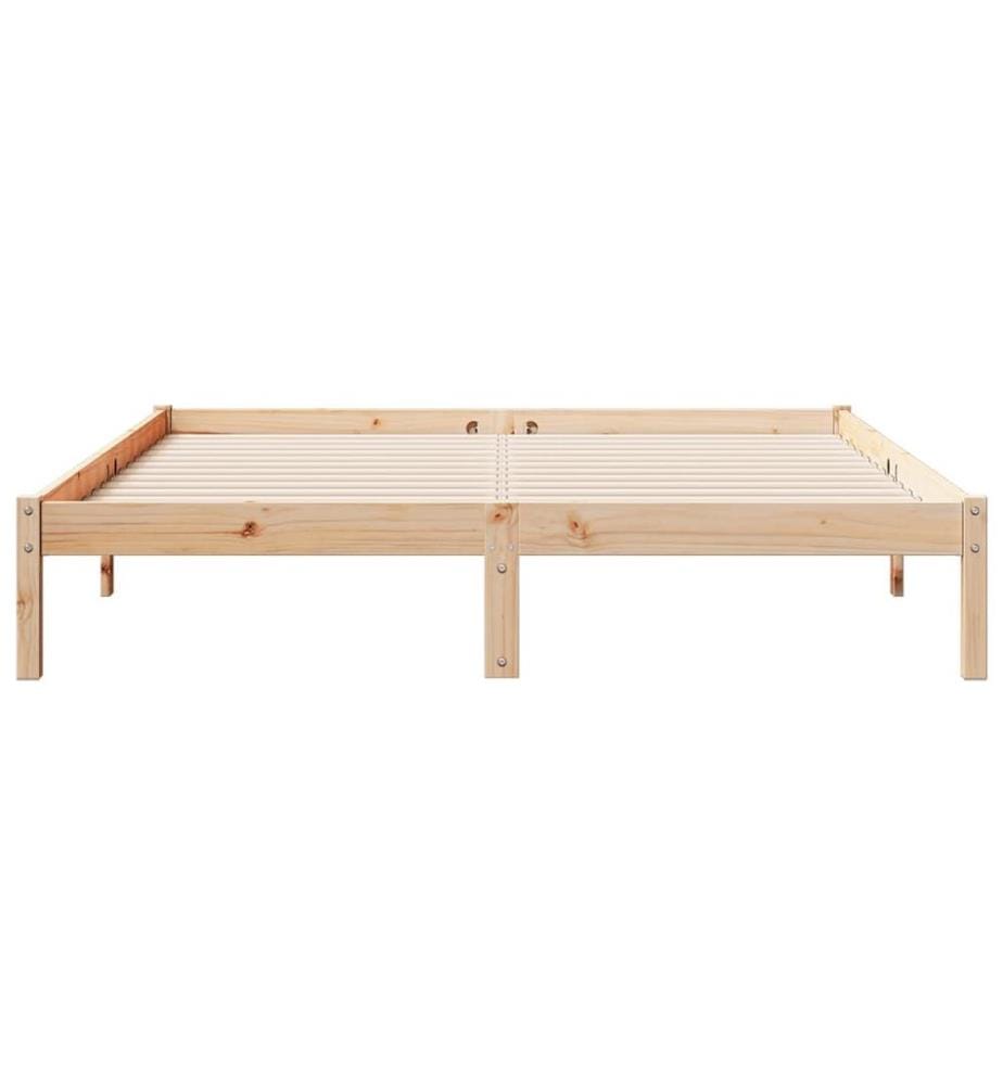 Cadre de lit extra long sans matelas 140x210 cm bois massif pin