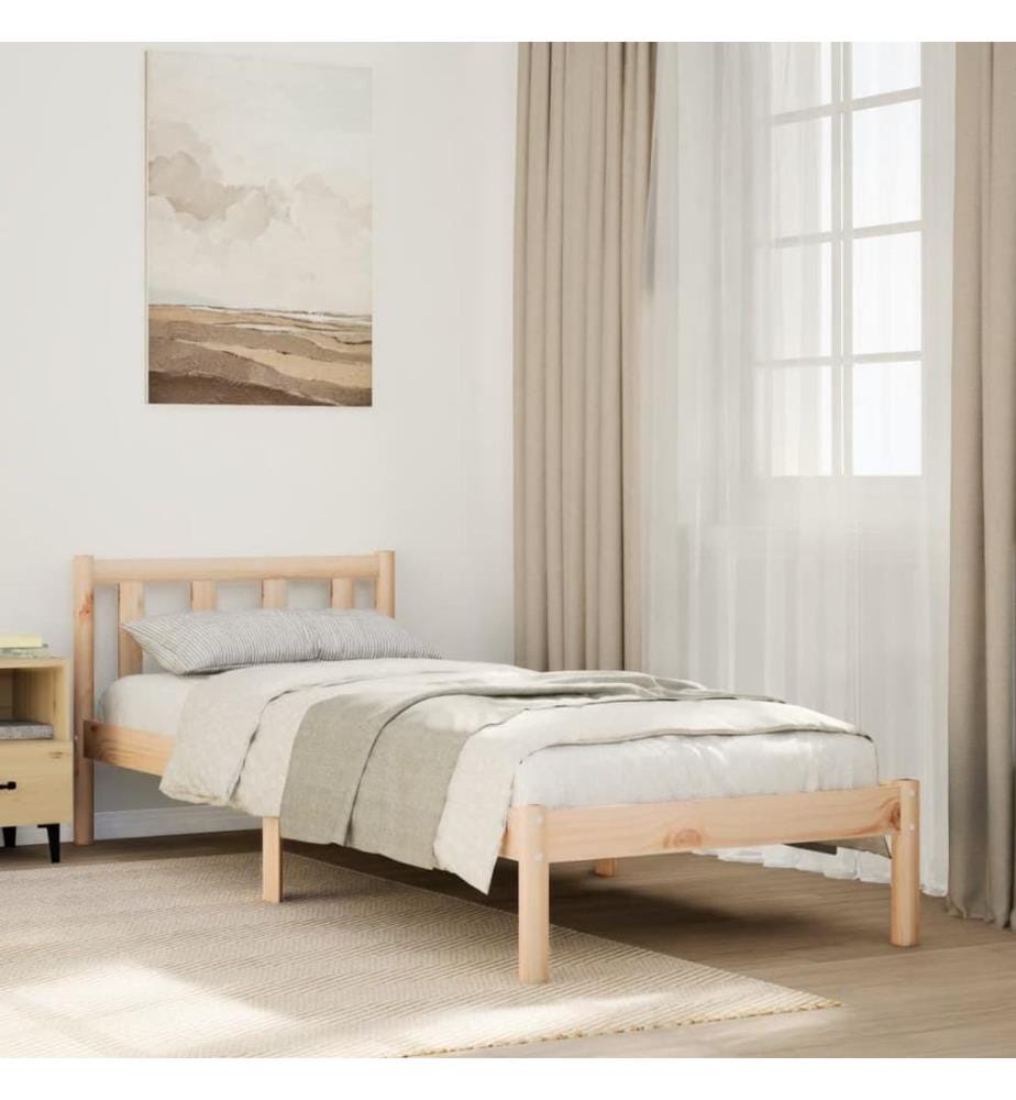 Cadre de lit extra long sans matelas 100x210 cm bois massif pin