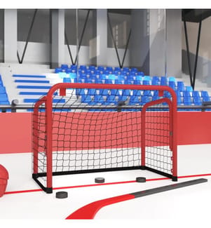 Hockeytor mit Netz Rot & Schwarz 68x32x47 cm Stahl & Polyester