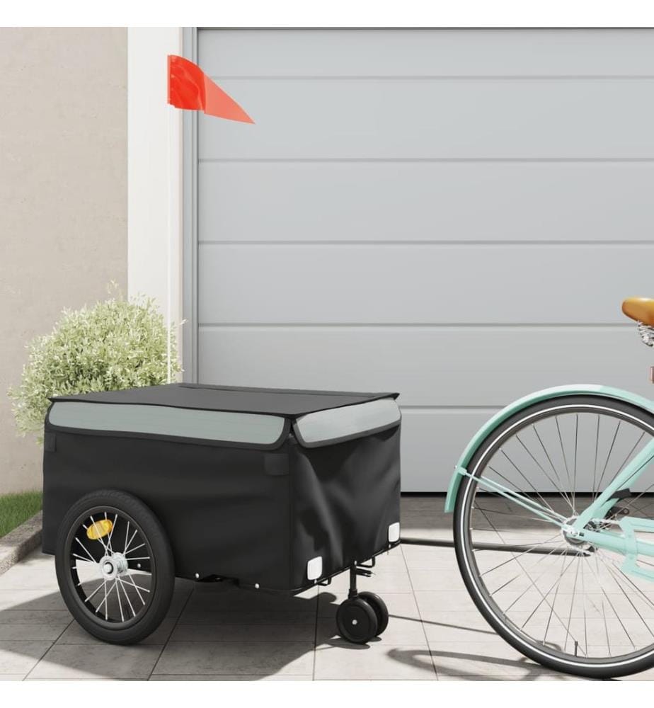 Remorque de vélo noir et gris 45 kg fer