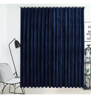 Verdunkelungsvorhang mit Haken Samt Dunkelblau 290 x 245 cm