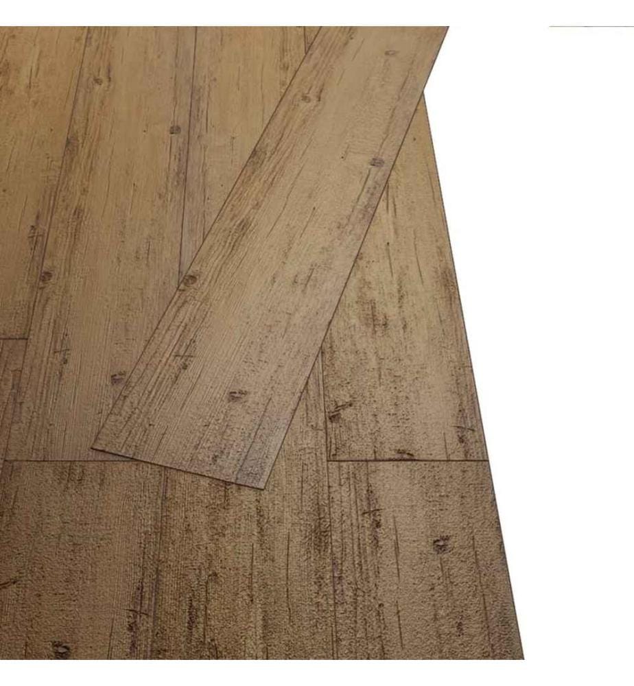 Planche de plancher PVC autoadhésif 5,02 m² 2 mm Marron noyer