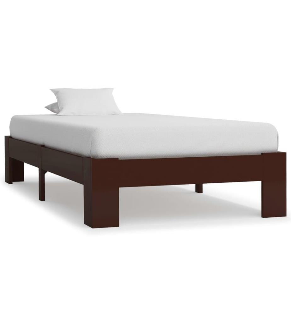 Cadre de lit Marron foncé Bois de pin massif 100 x 200 cm