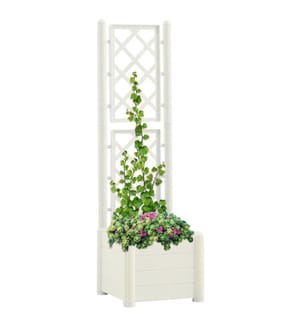Pflanzkübel mit Spalier 43x43x142 cm PP Weiss