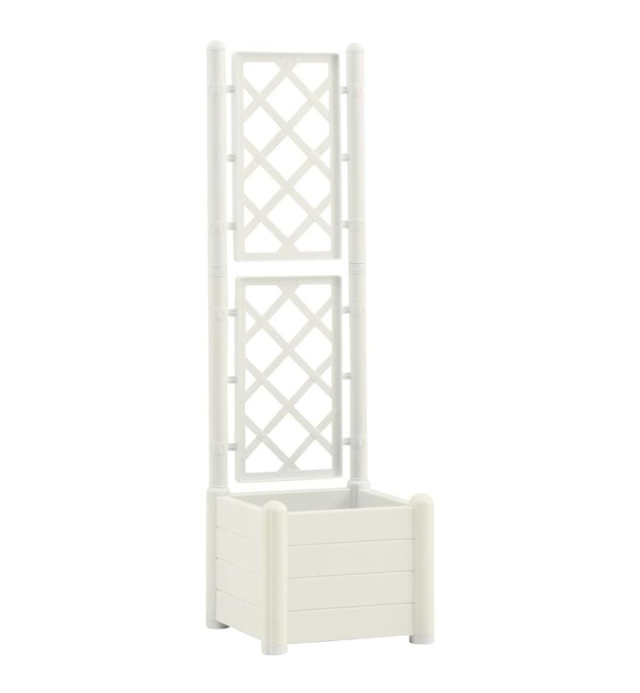 Jardinière avec treillis 43x43x142 cm PP Blanc