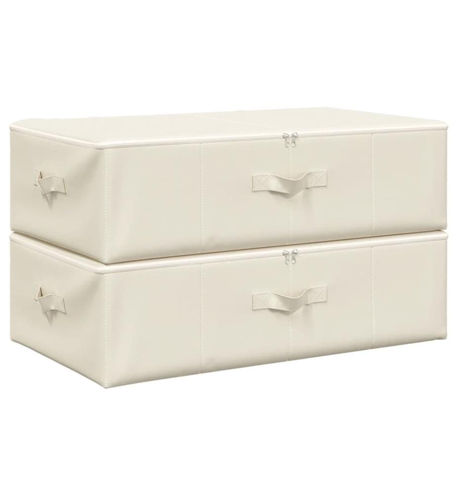 Boîtes de rangement 2 pcs Tissu 70x40x18 cm Crème