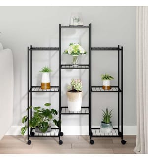 Blumenständer mit Rollen 83x25x103,5 cm Schwarz Eisen
