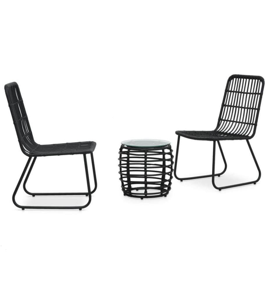 3-tlg. Bistro-Set Poly Rattan Schwarz