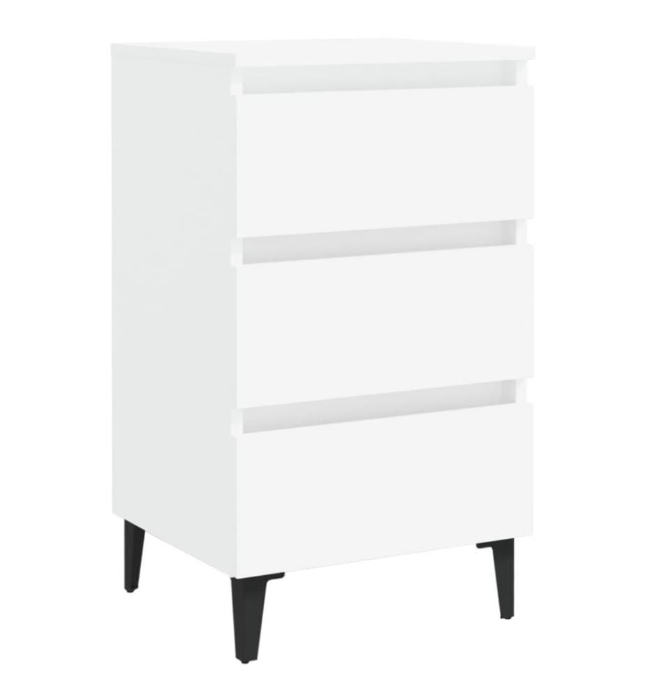 Nachttisch mit Metallbeinen Weiss 40x35x69 cm