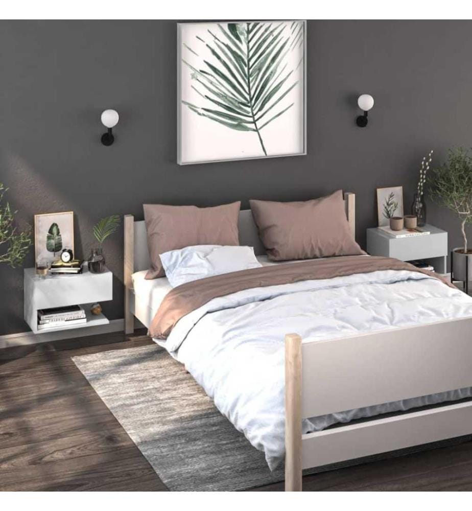 Tables de chevet murales 2 pcs Blanc