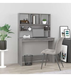Schreibtisch mit Regal Grau Sonoma 102x45x148 cm Holzwerkstoff