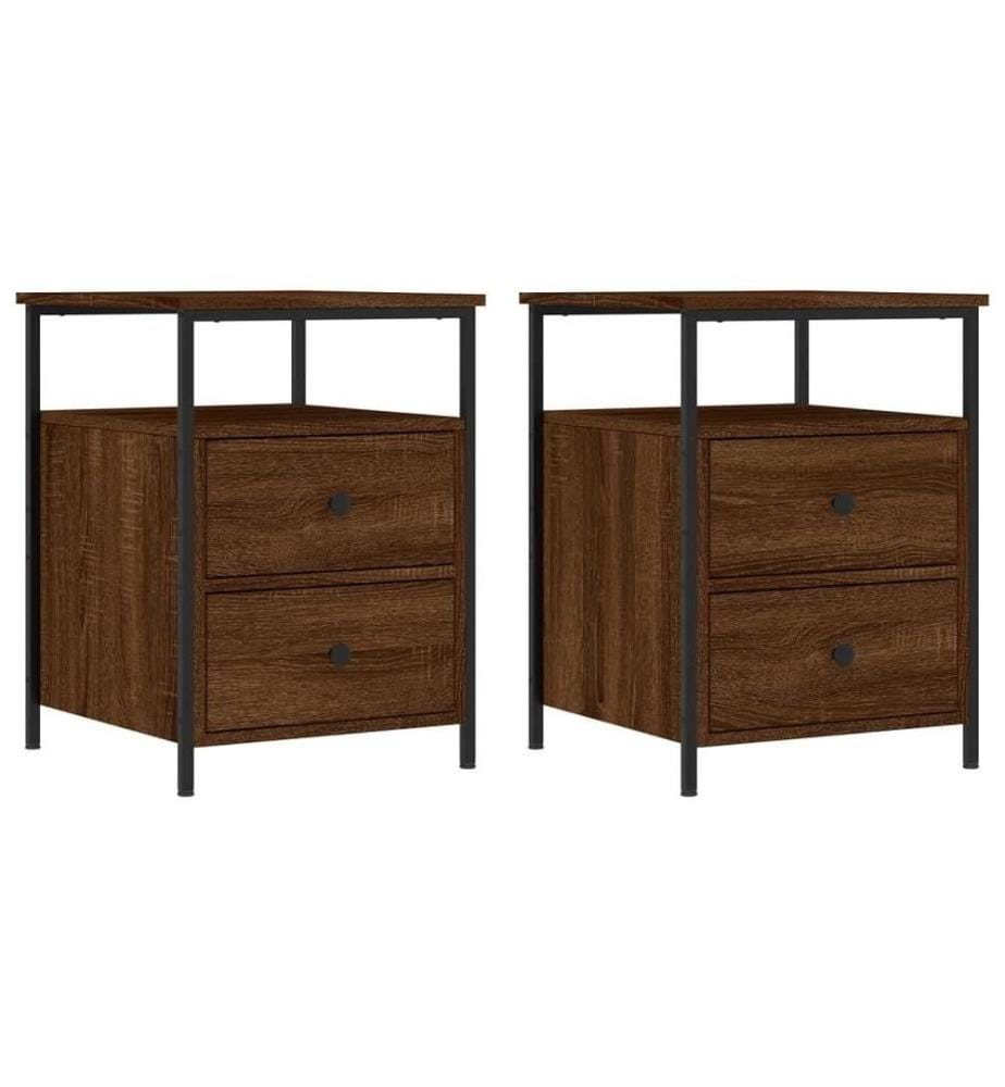 Nachttische 2 Stk. Braun Eichen-Optik 44x45x60 cm Holzwerkstoff