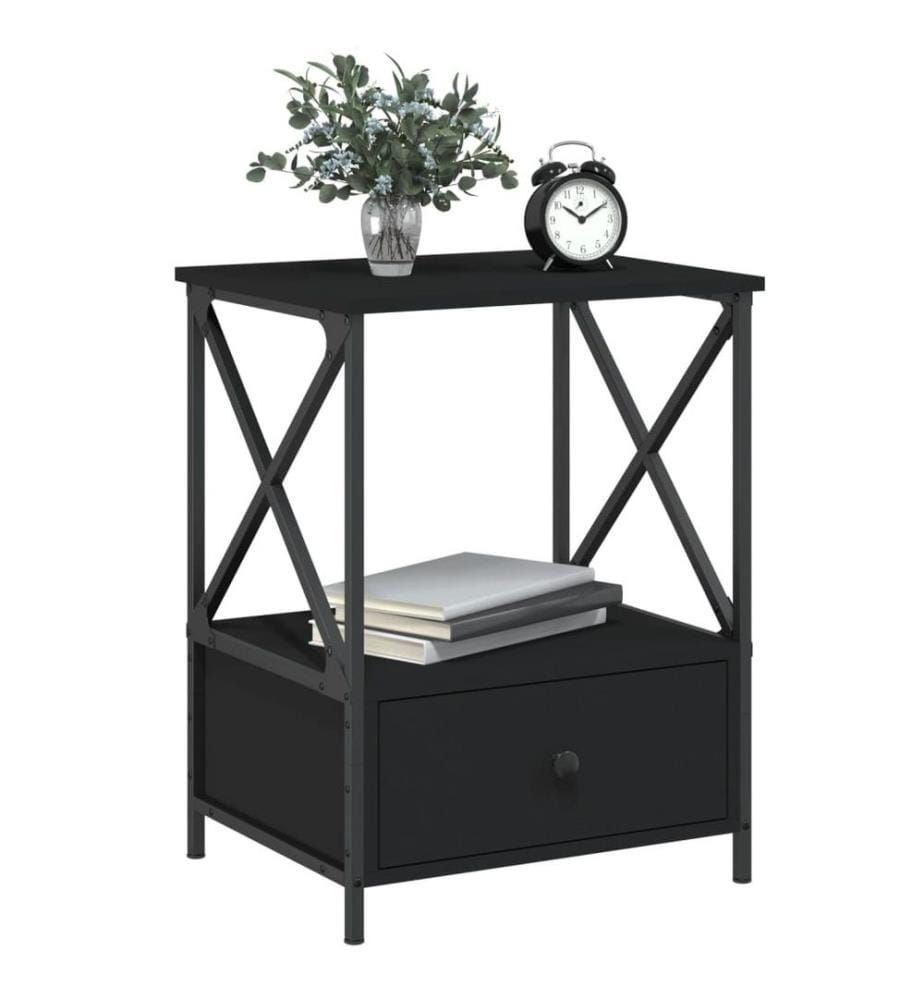 Tables de chevet 2 pcs noir 50x41x65 cm bois d'ingénierie