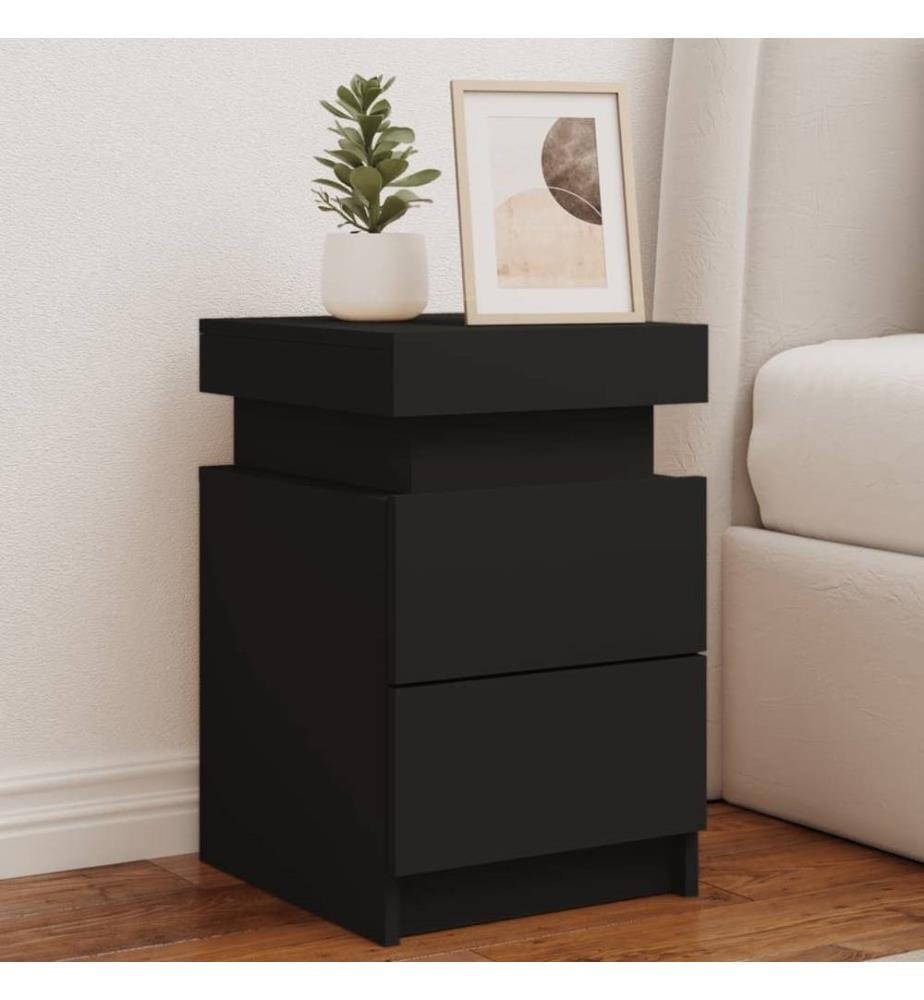 Nachttische mit LED-Leuchten 2 Stk. Schwarz 35x39x55 cm