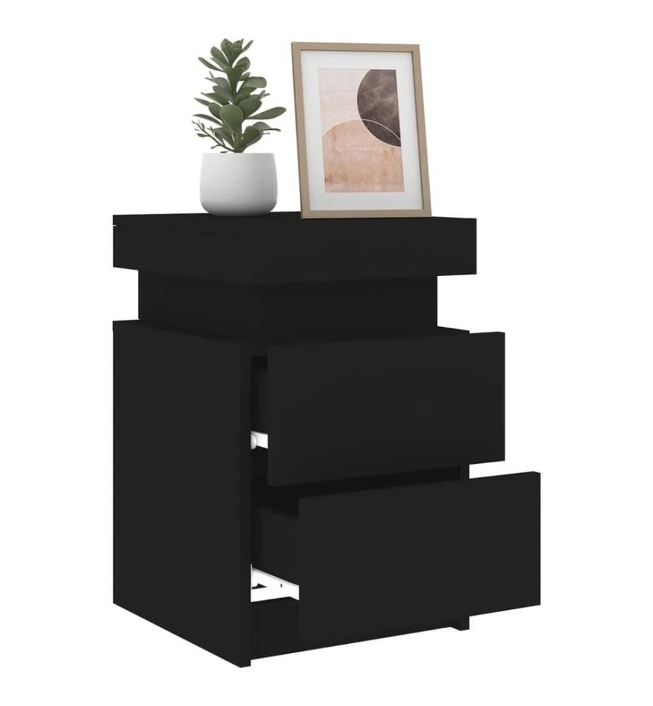 Nachttische mit LED-Leuchten 2 Stk. Schwarz 35x39x55 cm