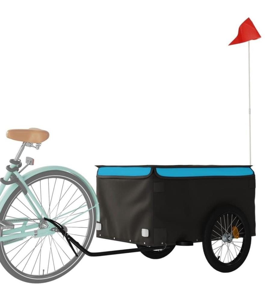Remorque de vélo noir et bleu 45 kg fer