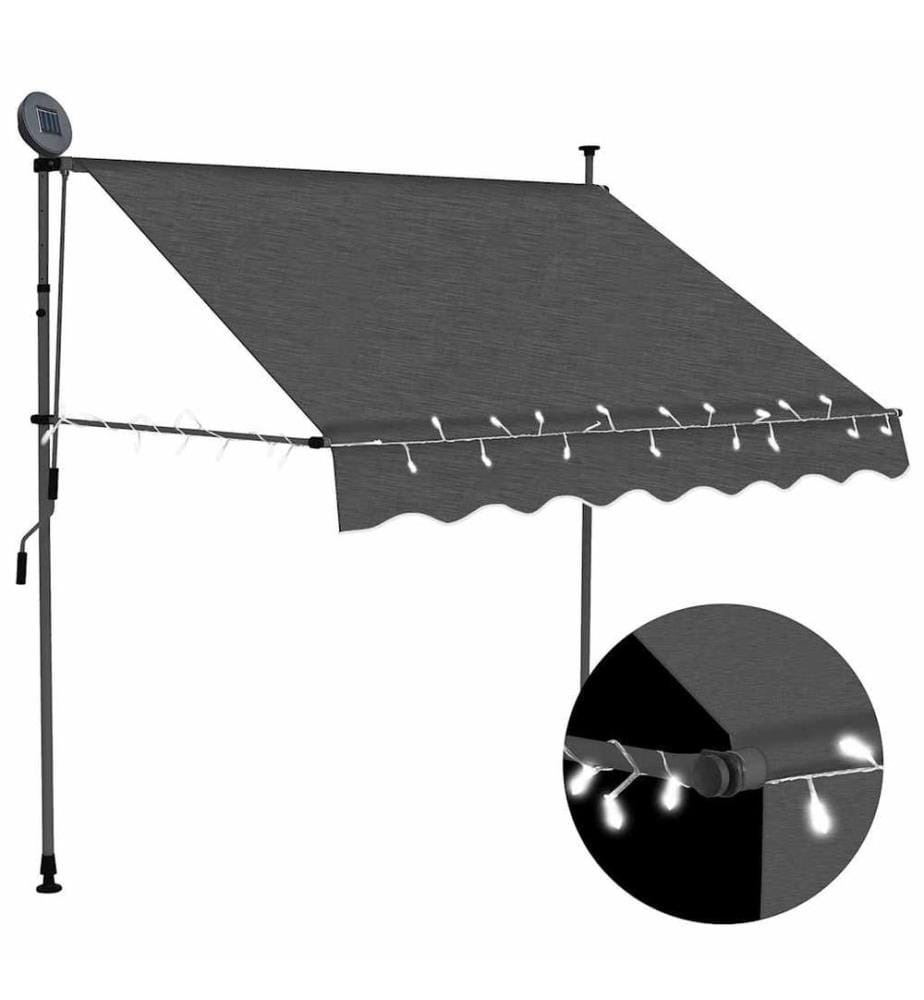 Einziehbare Markise Handbetrieben mit LED 150 cm Anthrazit