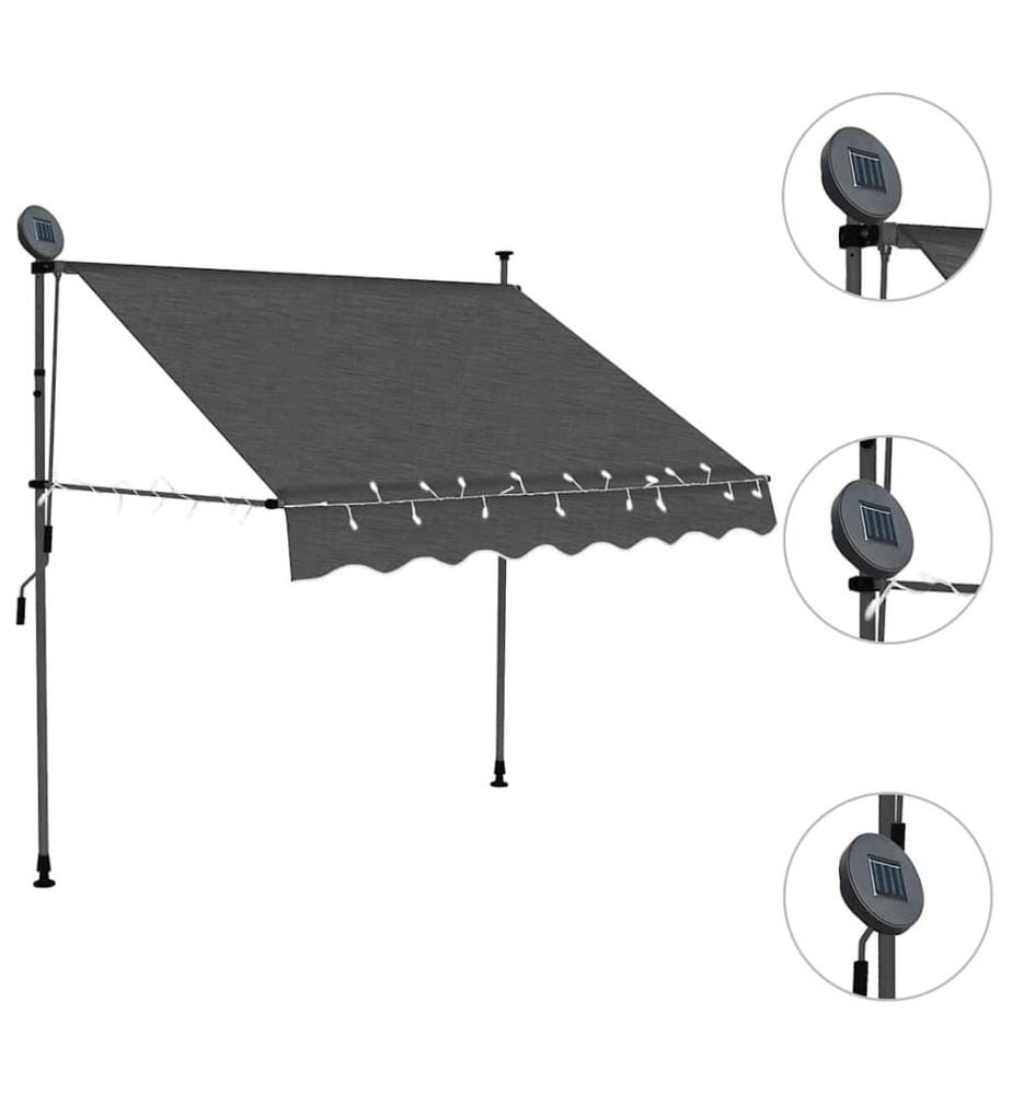 Einziehbare Markise Handbetrieben mit LED 150 cm Anthrazit