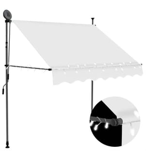 Einziehbare Markise Handbetrieben mit LED 200 cm Creme