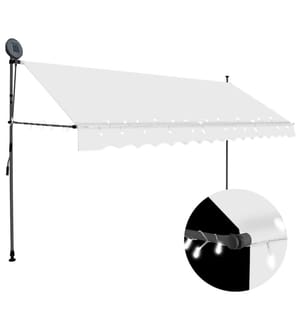 Einziehbare Markise Handbetrieben mit LED 350 cm Creme