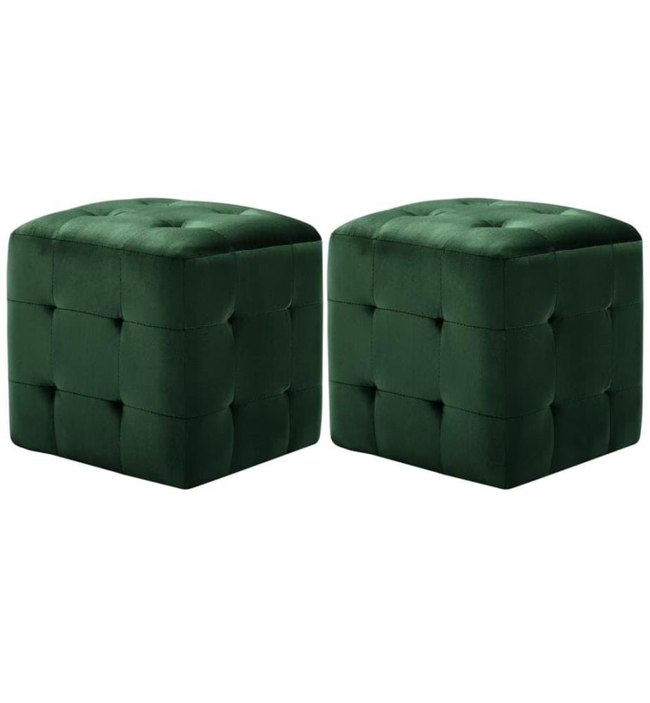 Pouf 2 Stk. Grün 30x30x30 cm Samtstoff