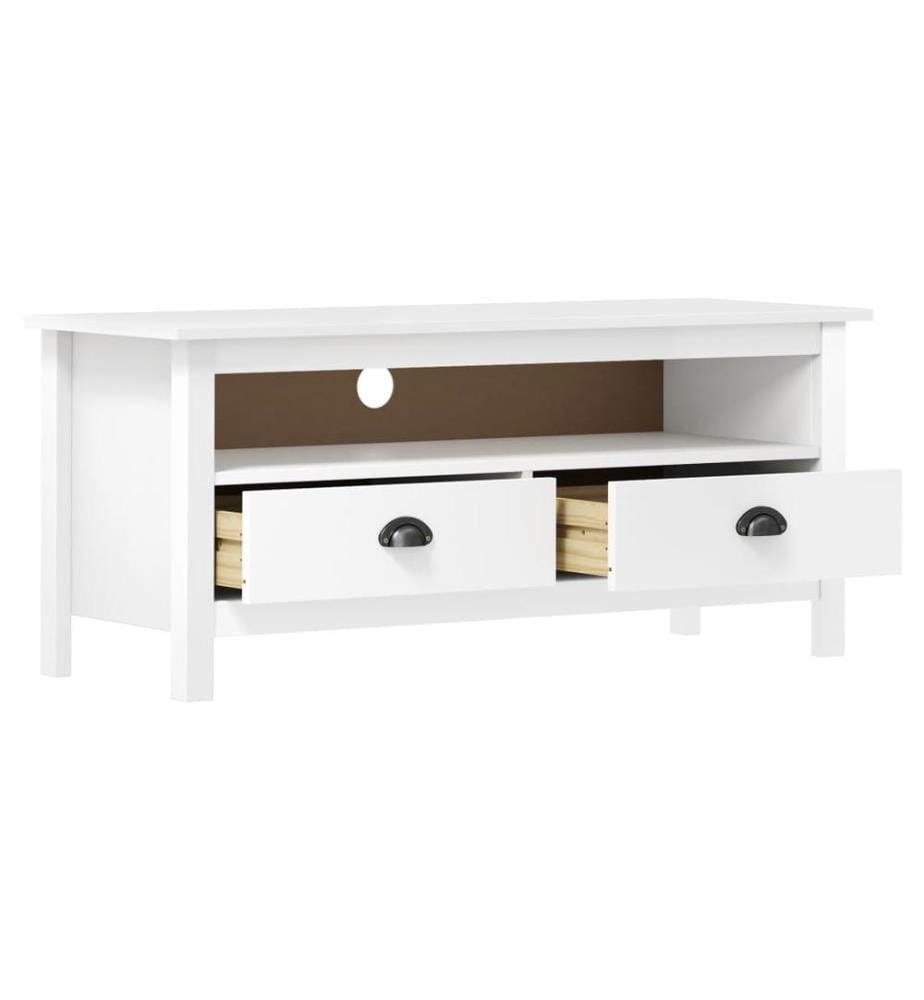 Meuble TV Hill Range Blanc 110x40x47 cm Bois de pin solide