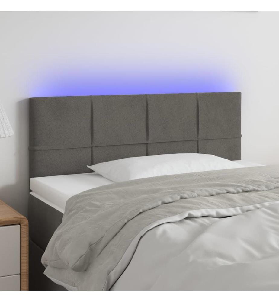 LED Kopfteil Dunkelgrau 100x5x78/88 cm Samt