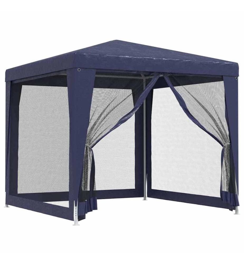 Partyzelt mit 4 Mesh-Seitenwänden Blau 2,5x2,5 m HDPE