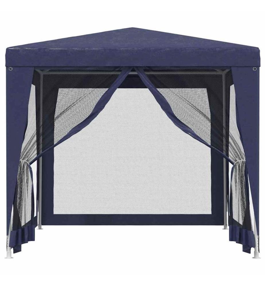 Partyzelt mit 4 Mesh-Seitenwänden Blau 2,5x2,5 m HDPE