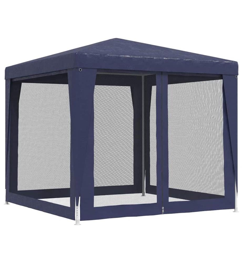 Partyzelt mit 4 Mesh-Seitenwänden Blau 2,5x2,5 m HDPE